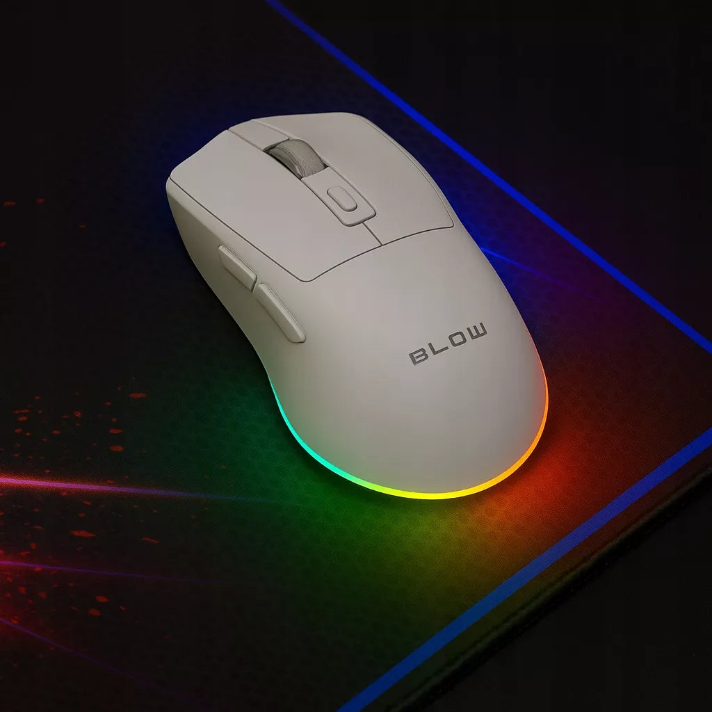 Balta optinė žaidimų pelė su įkrovimo stotele, PC, USB, Bluetooth 2.4GHz