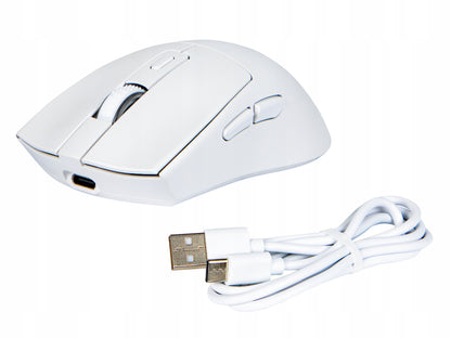 Balta optinė žaidimų pelė su įkrovimo stotele, PC, USB, Bluetooth 2.4GHz