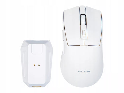 Balta optinė žaidimų pelė su įkrovimo stotele, PC, USB, Bluetooth 2.4GHz