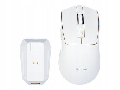 Balta optinė žaidimų pelė su įkrovimo stotele, PC, USB, Bluetooth 2.4GHz