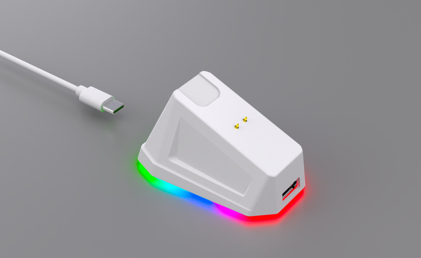 Balta optinė žaidimų pelė su įkrovimo stotele, PC, USB, Bluetooth 2.4GHz