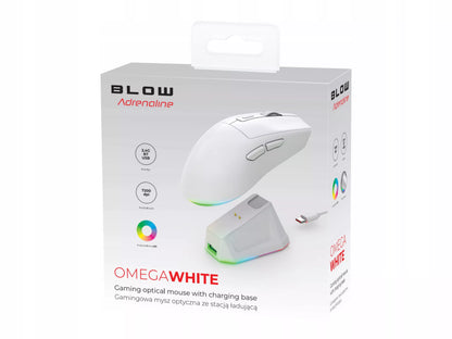 Balta optinė žaidimų pelė su įkrovimo stotele, PC, USB, Bluetooth 2.4GHz
