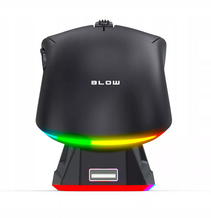 Juoda optinė žaidimų pelė su įkrovimo stotele, PC, USB, Bluetooth 2.4GHz