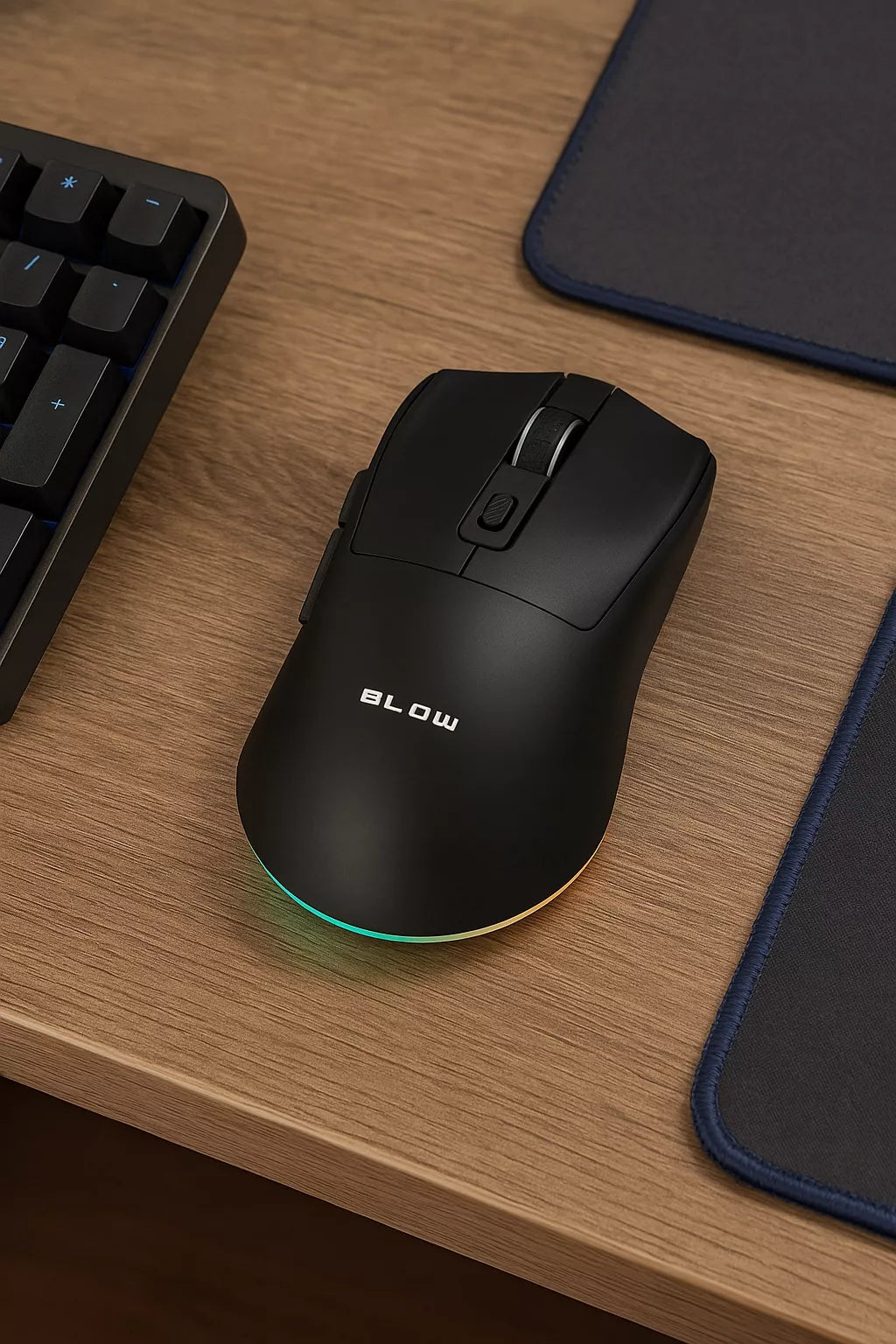 Juoda optinė žaidimų pelė su įkrovimo stotele, PC, USB, Bluetooth 2.4GHz