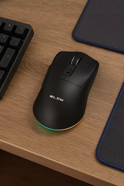 Juoda optinė žaidimų pelė su įkrovimo stotele, PC, USB, Bluetooth 2.4GHz