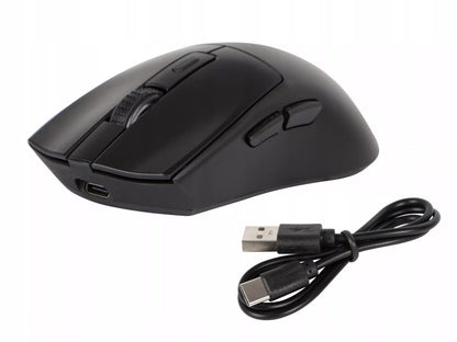 Juoda optinė žaidimų pelė su įkrovimo stotele, PC, USB, Bluetooth 2.4GHz