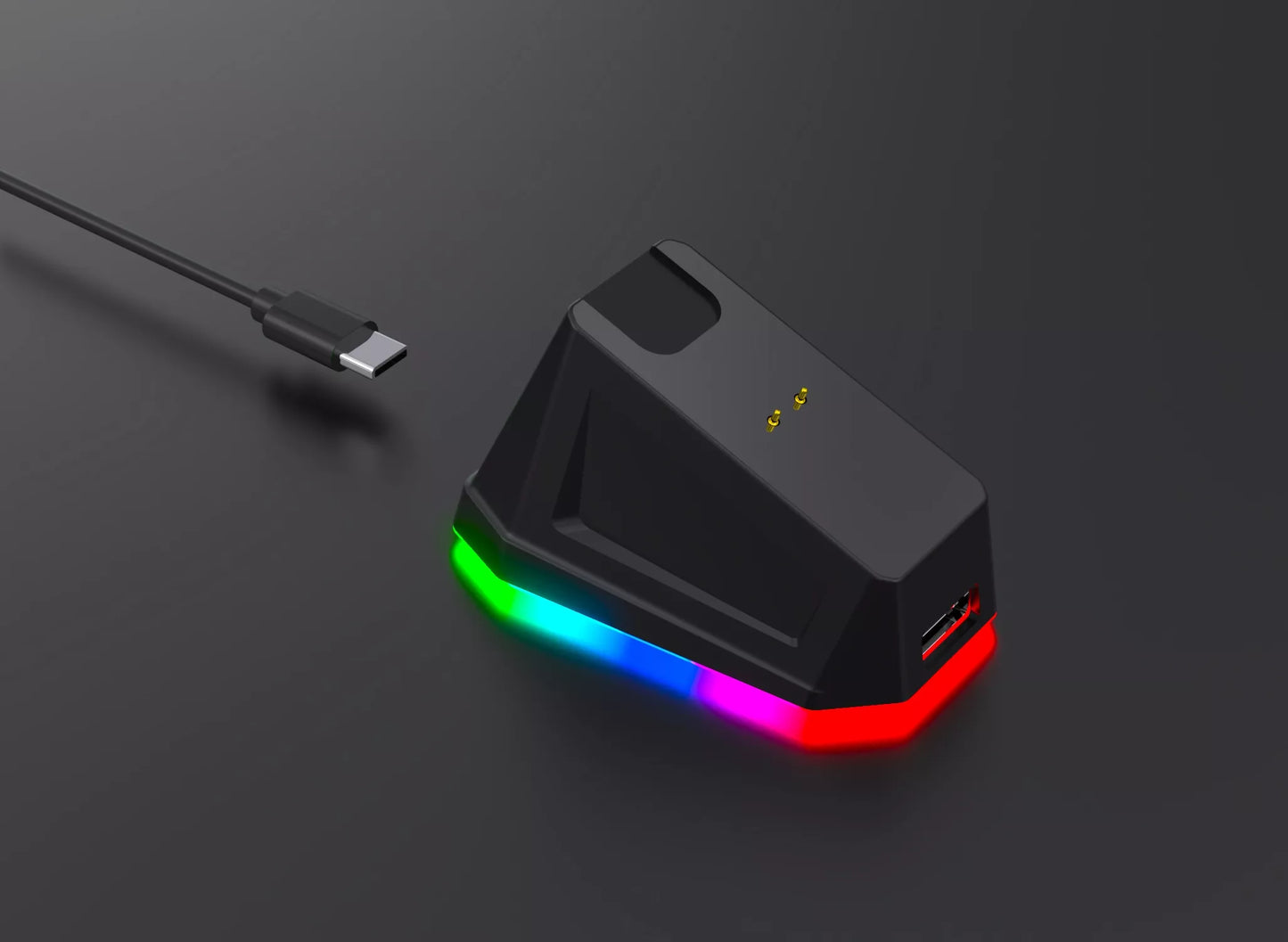 Juoda optinė žaidimų pelė su įkrovimo stotele, PC, USB, Bluetooth 2.4GHz