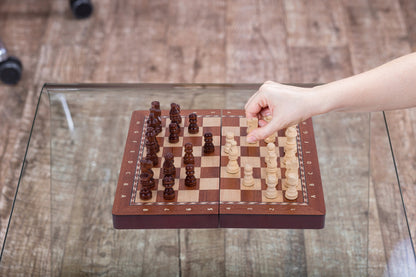 Magnetinė šachmatų lenta – medinė, 28,7 x 28,7 cm