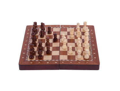 Magnetinė šachmatų lenta – medinė, 28,7 x 28,7 cm