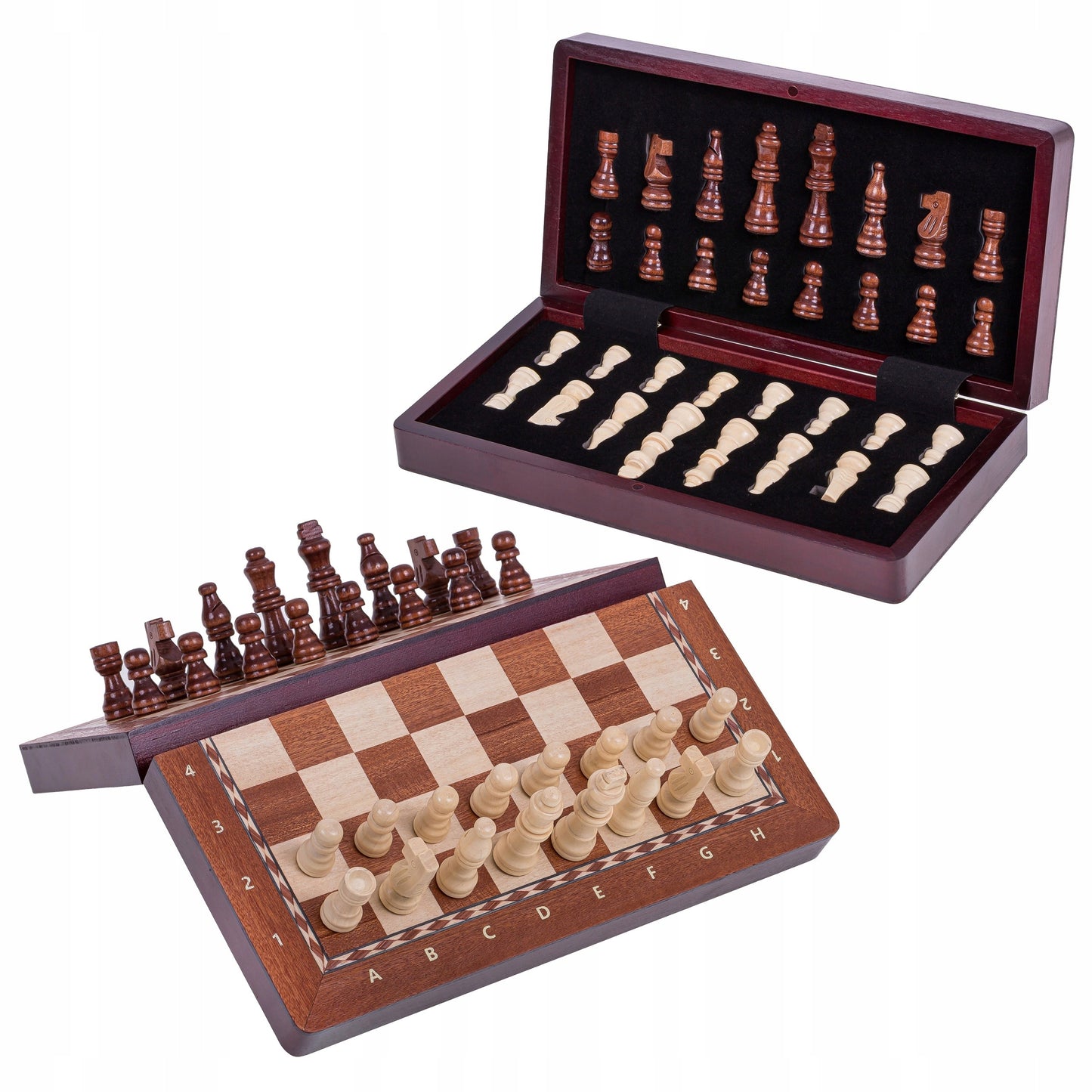 Magnetinė šachmatų lenta – medinė, 28,7 x 28,7 cm