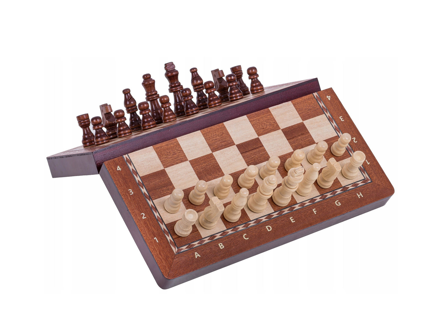 Magnetinė šachmatų lenta – medinė, 28,7 x 28,7 cm