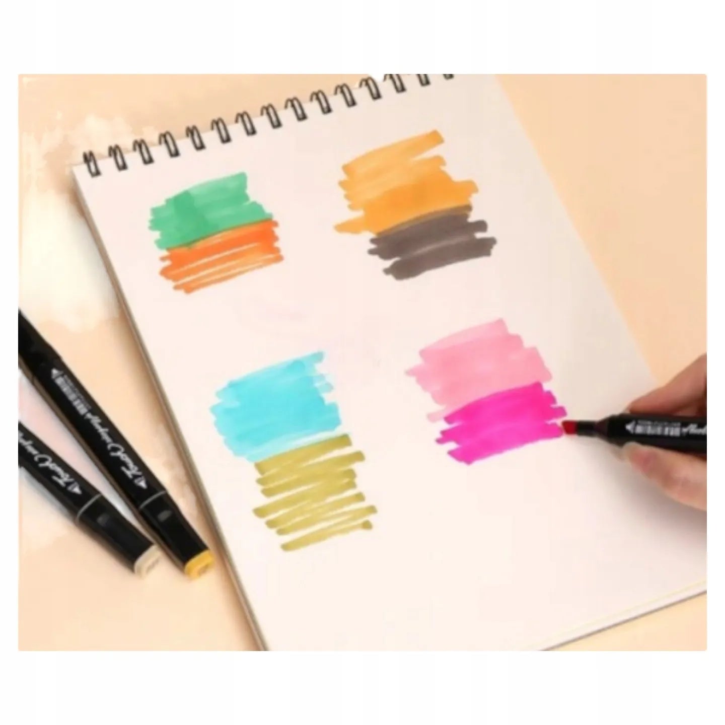 Dvipusiai markeriai, flomasteriai, 60 vienetų spalvų rinkinys su patogiu krepšiu