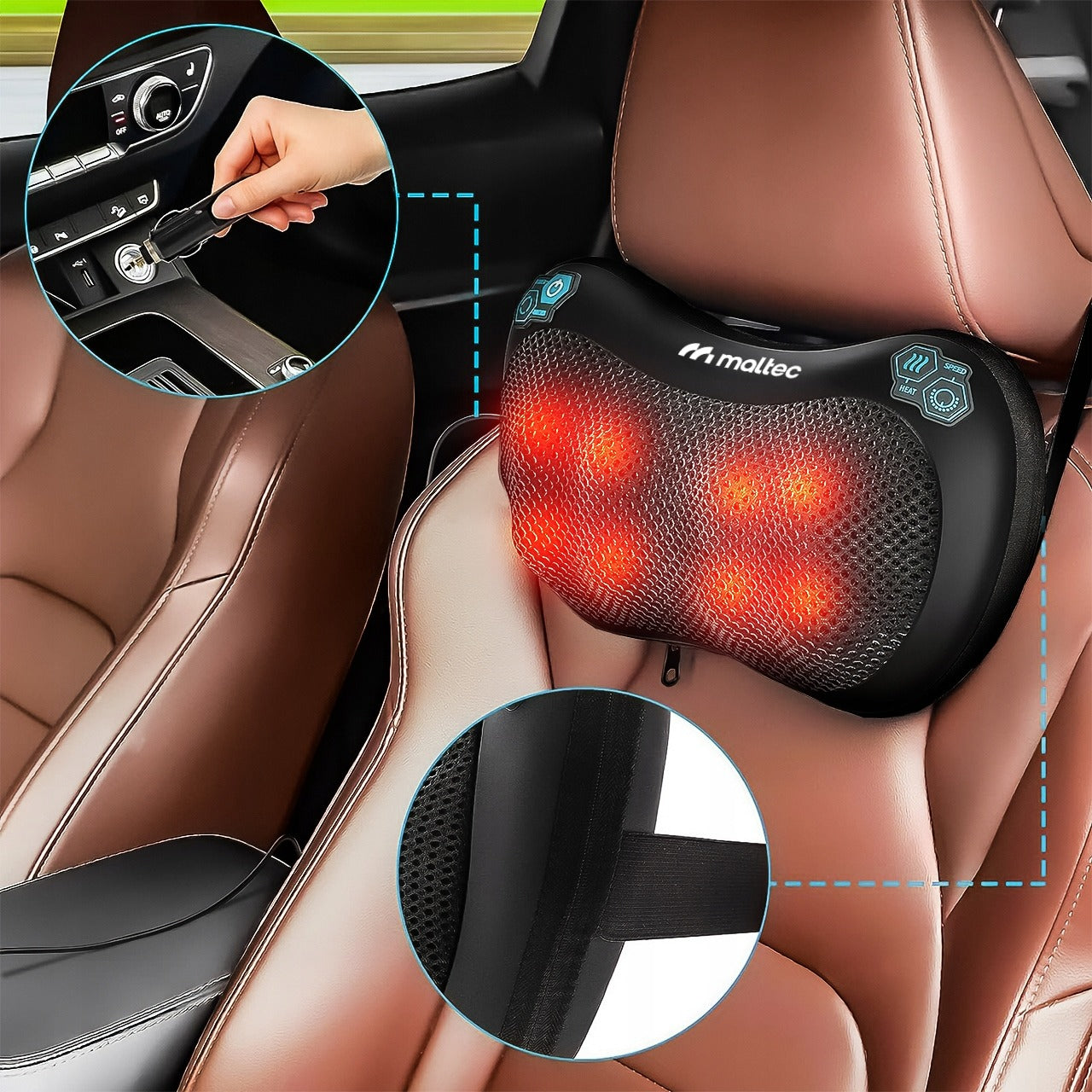 Masažuojanti pagalvė su šildymo funkcija – nugaros ir kaklo masažuoklis