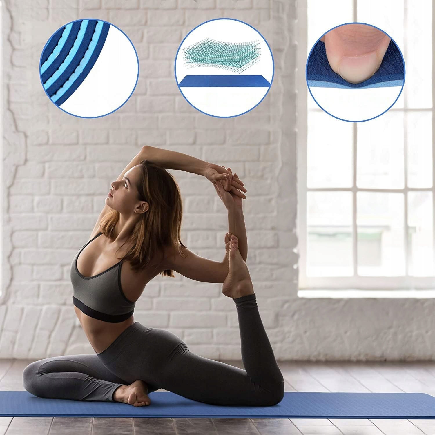 Neslystantis jógos mankštos kilimėlis sporto salei, treniruotėms TPE 180