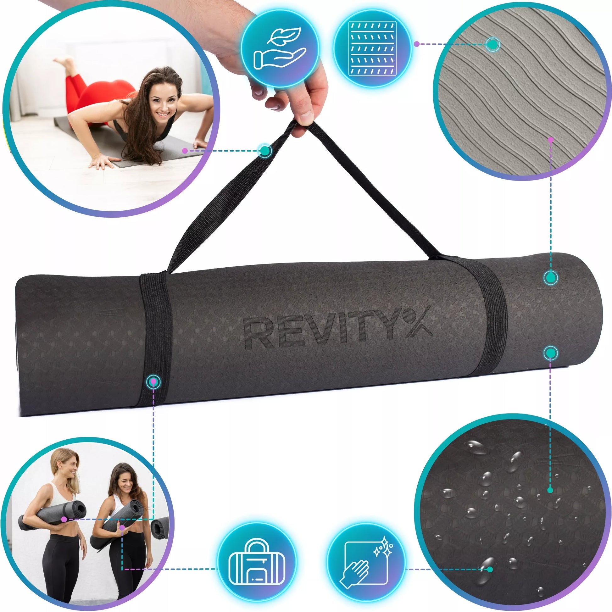 Yogi Storas Neslystantis Patvarus kilimėlis Fitnesui, Crossfitui, Gimnastikai
