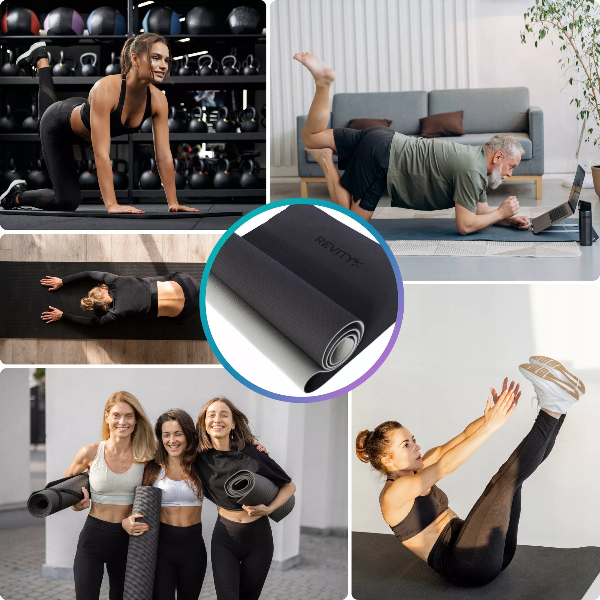 Yogi Storas Neslystantis Patvarus kilimėlis Fitnesui, Crossfitui, Gimnastikai