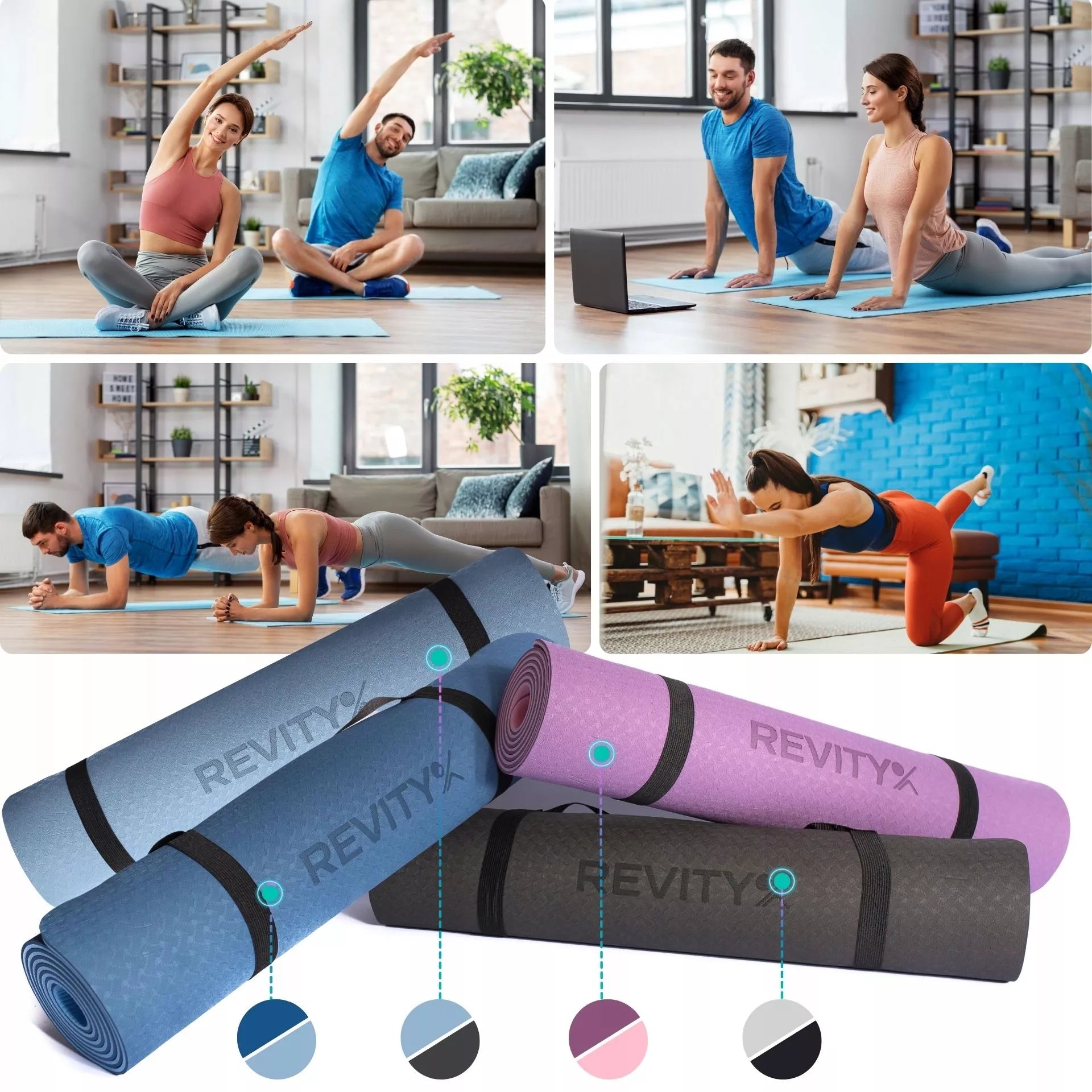 Yogi Storas Neslystantis Patvarus kilimėlis Fitnesui, Crossfitui, Gimnastikai
