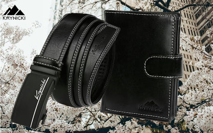 Vyriškas Dovanų Rinkinys: Odinė Piniginė ir Krynicki Diržas 115 cm