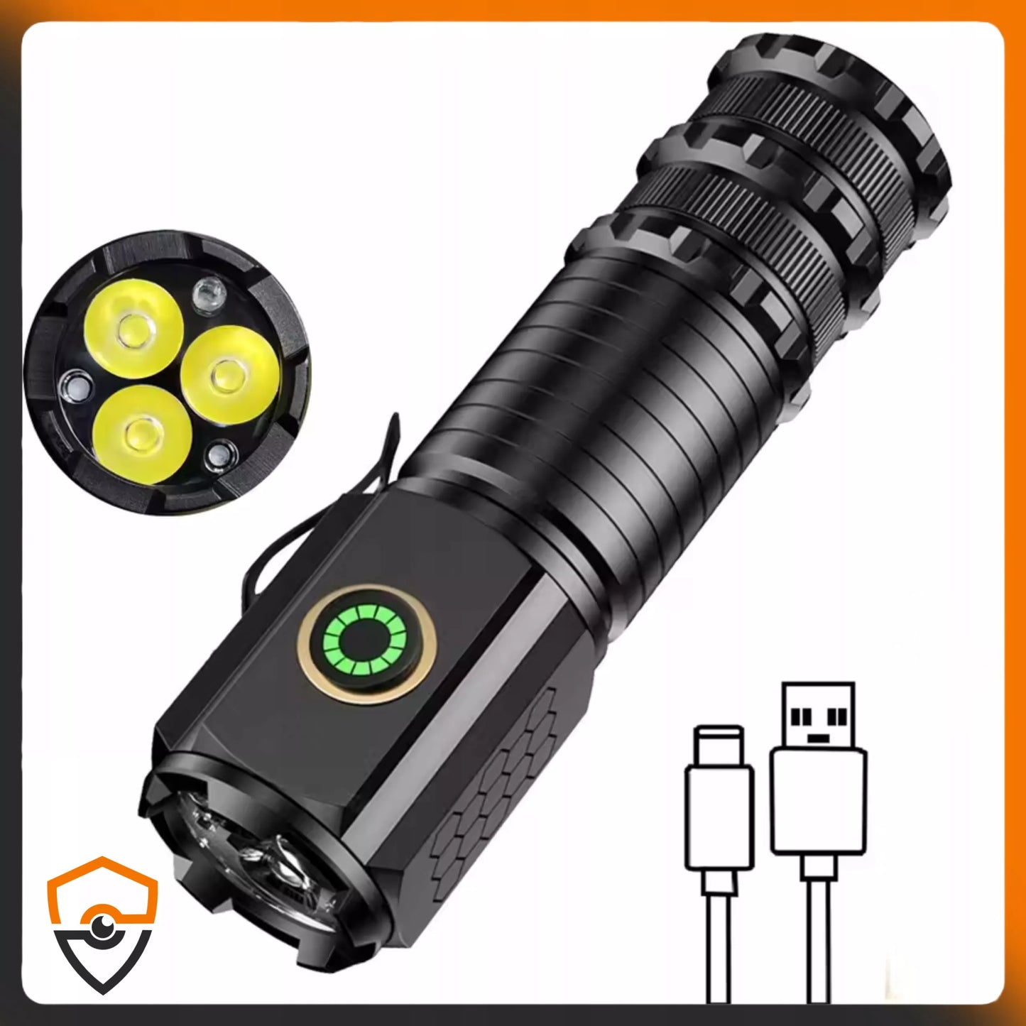 Galinga mini taktinė LED žibintuvėlis su įkraunama baterija, kišeninis, magnetinis, metalinis