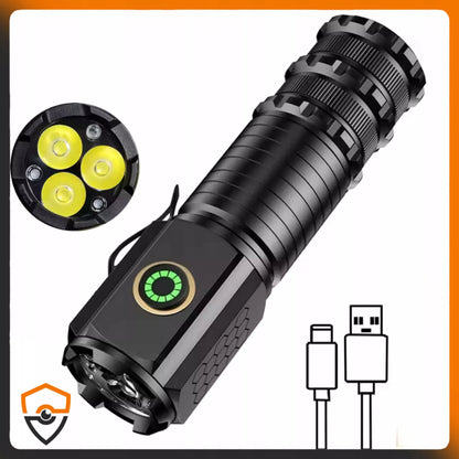 Galinga mini taktinė LED žibintuvėlis su įkraunama baterija, kišeninis, magnetinis, metalinis