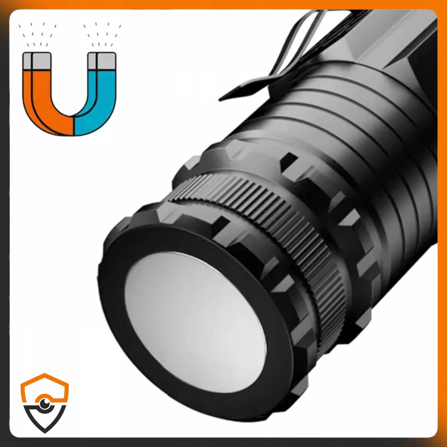 Galinga mini taktinė LED žibintuvėlis su įkraunama baterija, kišeninis, magnetinis, metalinis
