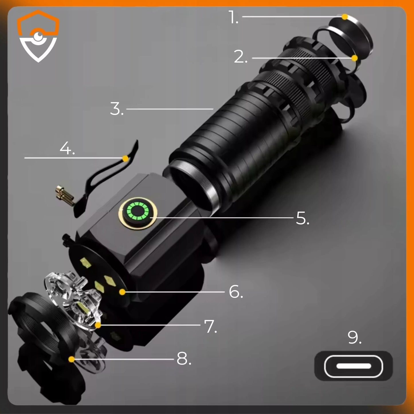 Galinga mini taktinė LED žibintuvėlis su įkraunama baterija, kišeninis, magnetinis, metalinis