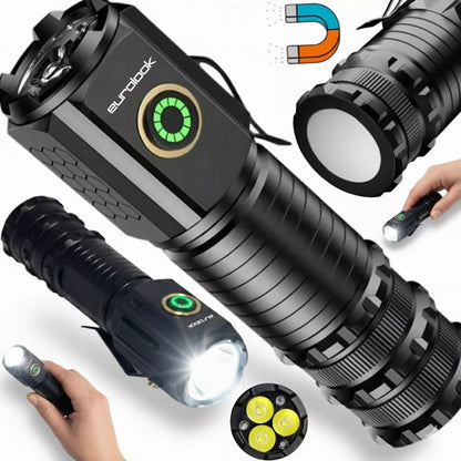 Galinga mini taktinė LED žibintuvėlis su įkraunama baterija, kišeninis, magnetinis, metalinis