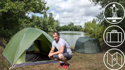 4 vietų kempingo palapinė – vandeniui atspari, aukšta, greitai surenkama, su moskito tinklu