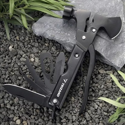 DAUGIAFUNKCINIS ĮRANKIS MULTITOOL 17-in-1 IŠGYVENIMO PLAKTUKAS KIRVUKAS PEILIS