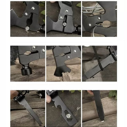 DAUGIAFUNKCINIS ĮRANKIS MULTITOOL 17-in-1 IŠGYVENIMO PLAKTUKAS KIRVUKAS PEILIS