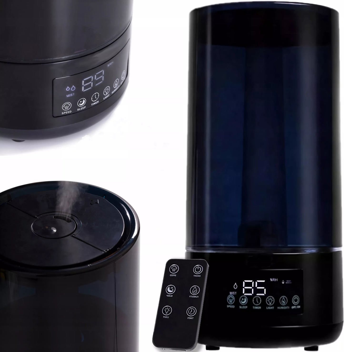 AUTOMATINIS ORO DRĖKINTUVAS SU JONIZAVIMU IR AROMATERAPIJA, DRĖGMĖS MATUOKLIS 3IN1 | 4,5L | LED | PILOTAS