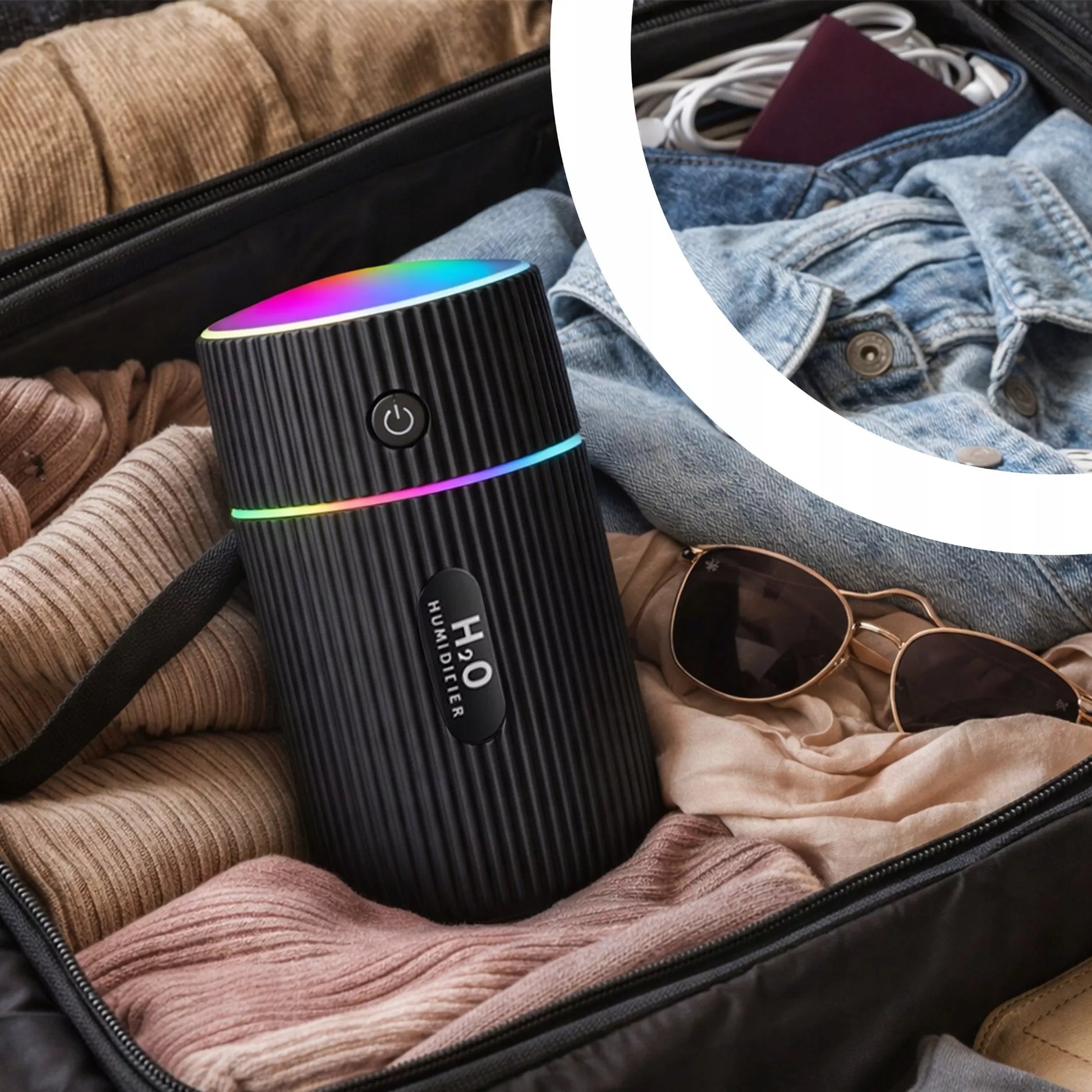 AUTOMOBILINIS ORO DRĖKINTUVAS, USB KVAPŲ DIFUZORIUS, RGB NAKTINĖ LEIDELĖ