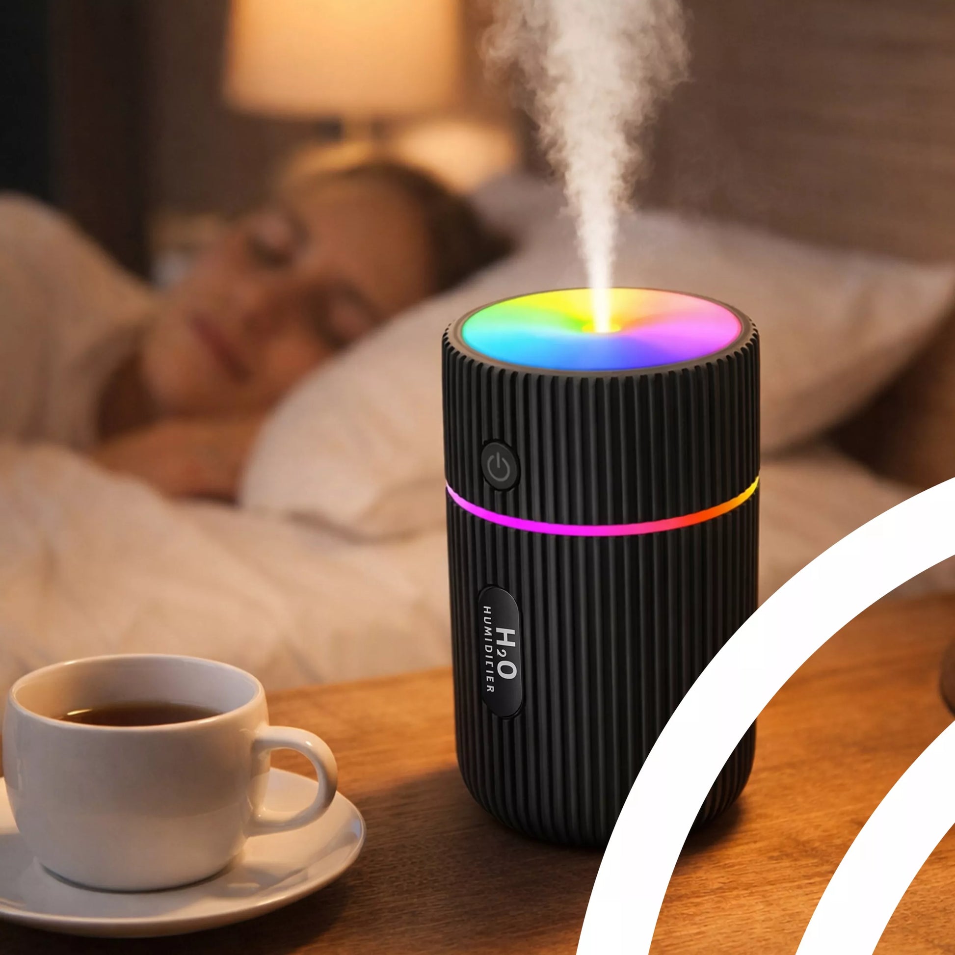 AUTOMOBILINIS ORO DRĖKINTUVAS, USB KVAPŲ DIFUZORIUS, RGB NAKTINĖ LEIDELĖ