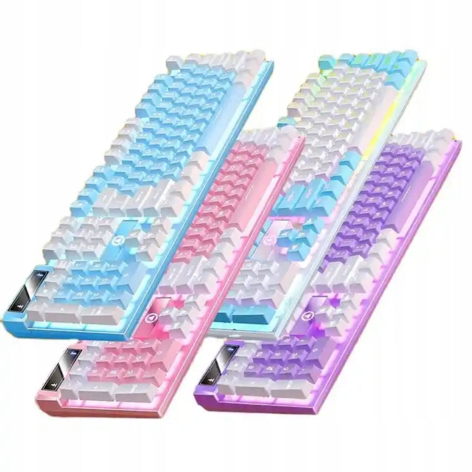 Mėlyna žaidimų klaviatūra su LED apšvietimu žaidėjams