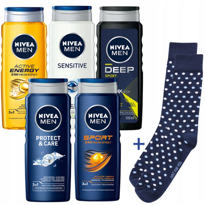 NIVEA MEN Vyriškas dušo želė - Prausiklis kūnui 500ml x5 + DOVANA