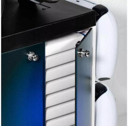 PS5 stovas / pagrindas – 4 padėklams, 10 žaidimams, 1 ausinėms