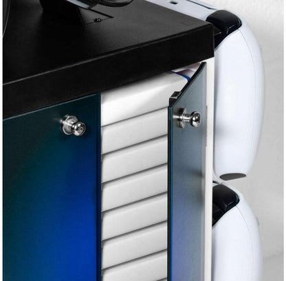 NUMSKULL PS5 LOGO Stovas / Pagrindas 4 Padėklams 10 Žaidimams 1 Ausinėms Gaming Locker