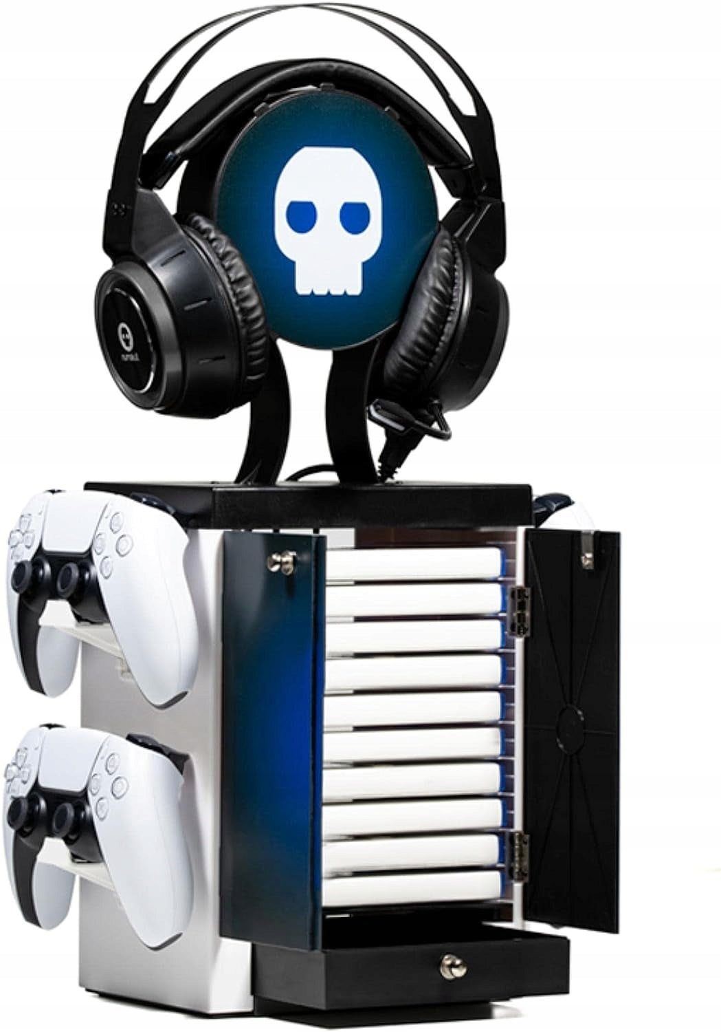 NUMSKULL PS5 LOGO Stovas / Pagrindas 4 Padėklams 10 Žaidimams 1 Ausinėms Gaming Locker