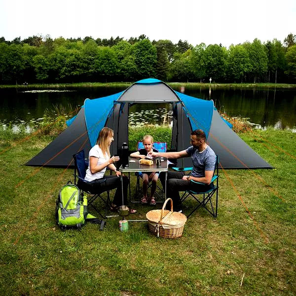 4 asmenų turistinė kempingo palapinė su UV filtru ir dėklu