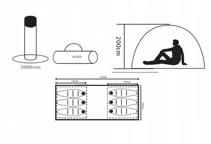 Palapinė VIBRA CAMPING HAVANA XXL 4 asmenims 5000mm su integruota grindimis