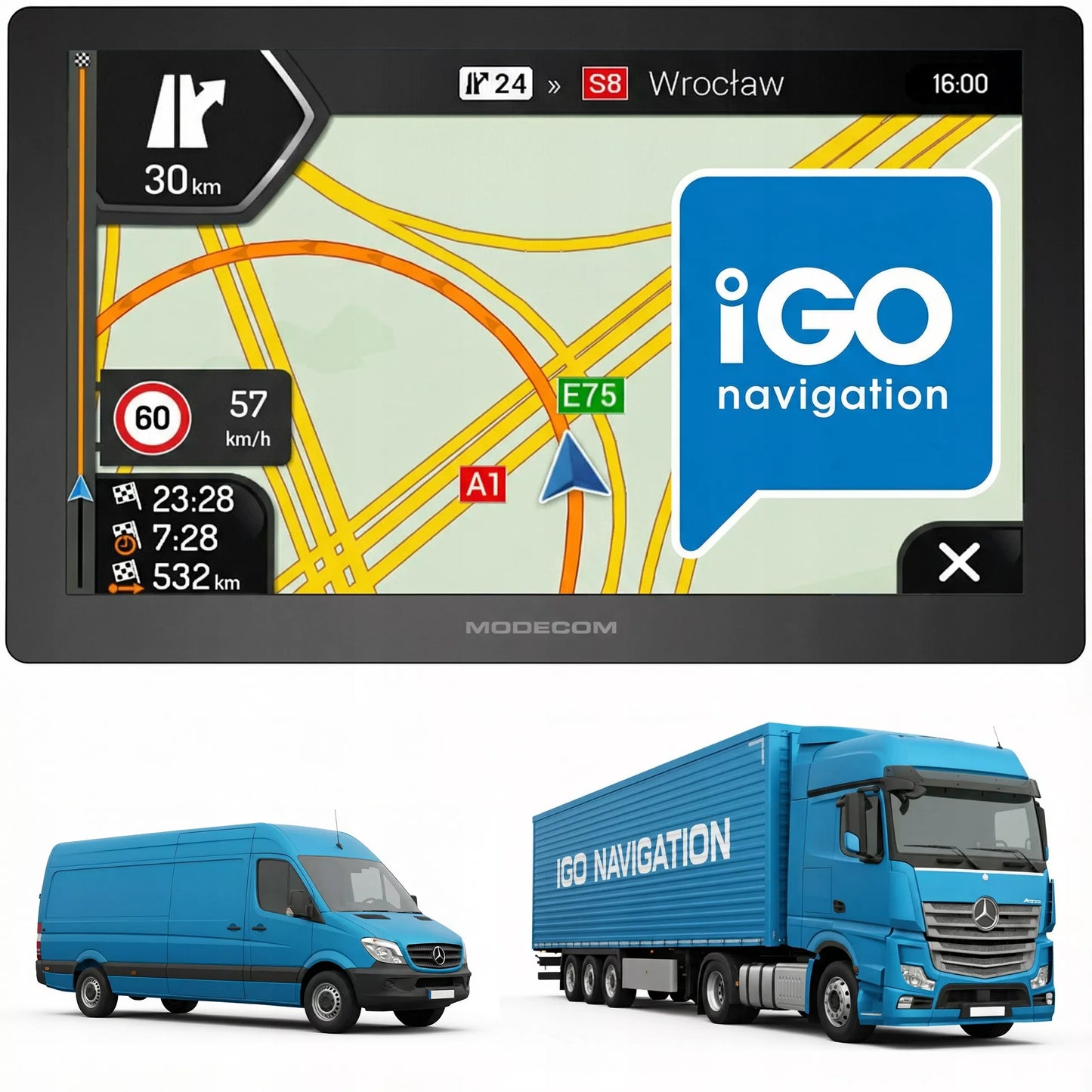 Sunkvežimio/furos navigacija CX 9.0 su iGO Primo Truck – 9"