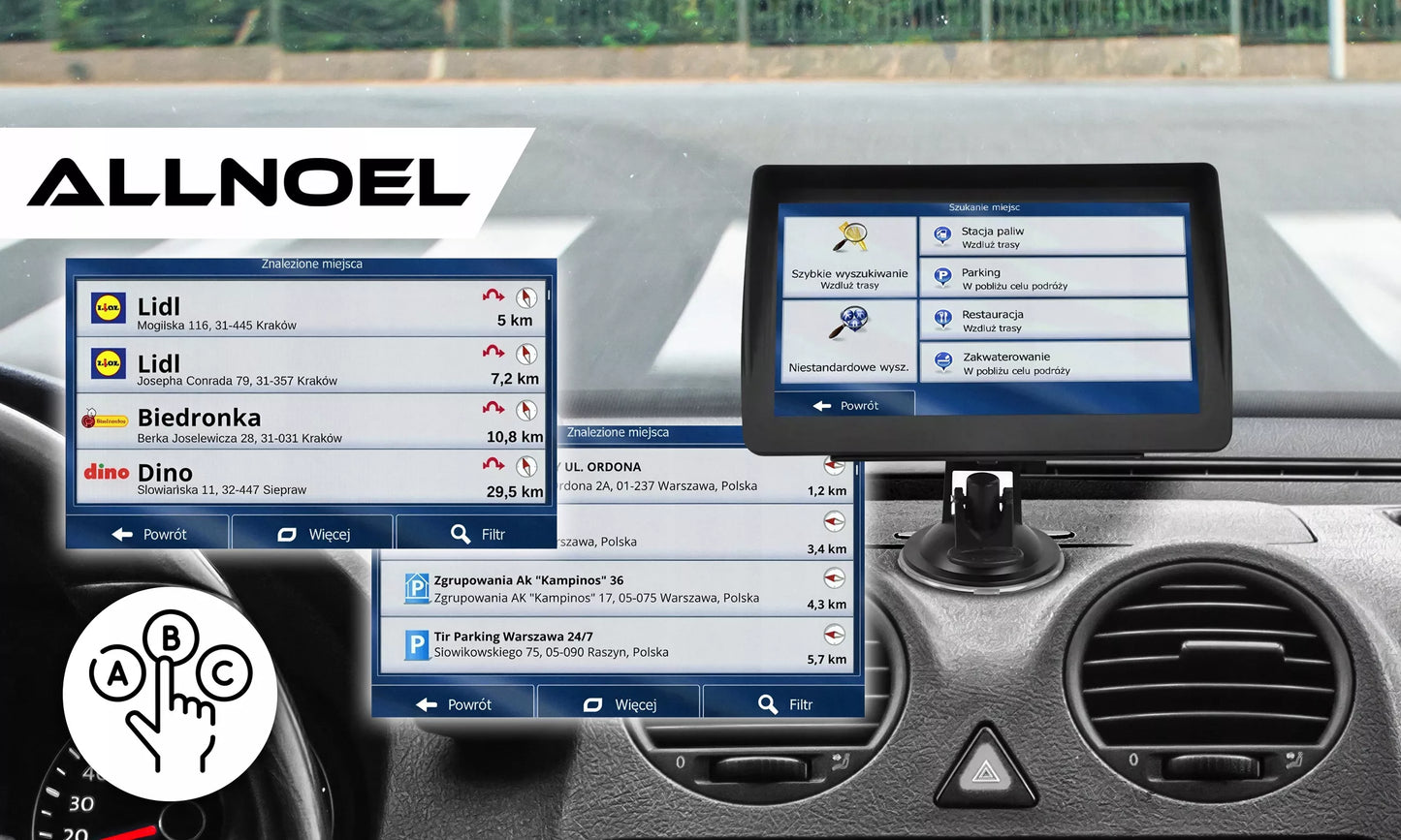 Automobilinė GPS navigacija sunkvežimiams – 7", su įdiegtais Europos autobusų žemėlapiais