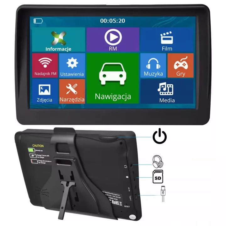 Automobilinė GPS navigacija sunkvežimiams – 7", su įdiegtais Europos autobusų žemėlapiais