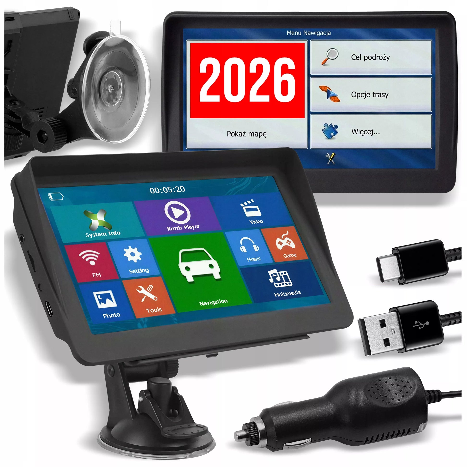 Automobilinė GPS navigacija sunkvežimiams – 7", su įdiegtais Europos autobusų žemėlapiais