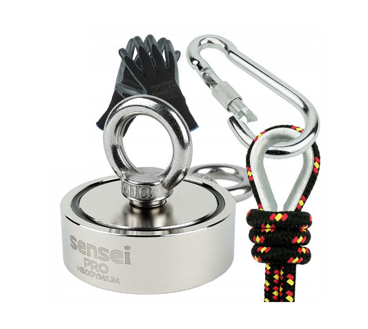 Neodimio žvejybos magnetas 2 x (250kg) + 25m virve