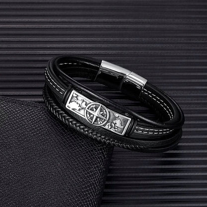 Nordiška odinė apyrankė su KOMPASU + graviravimas