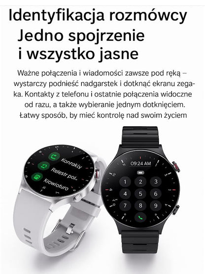 Modernus išmanusis laikrodis su skambinimo funkcija, lietuviška instrukcija, lietimui jautrus ekranas