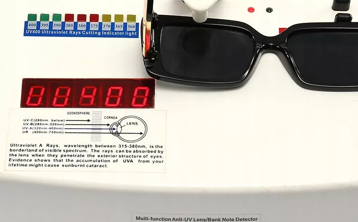 Rožiniai saulės akiniai be rėmelio, stačiakampiai + dėklas