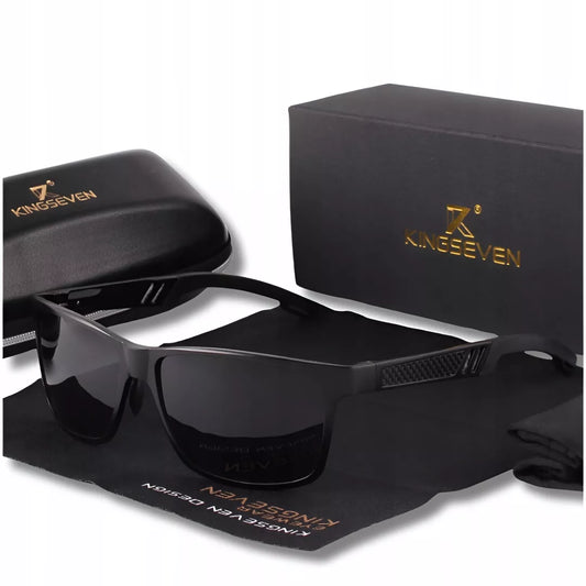 Vyriški saulės akiniai KINGSEVEN – poliarizuoti UV400, rinkinys su dėklu