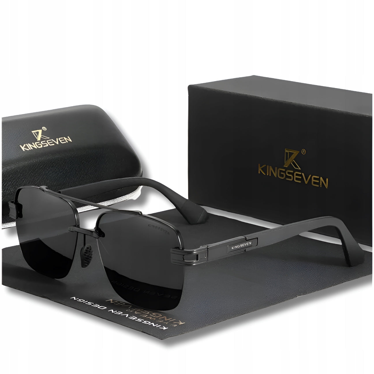 Vyriški akiniai nuo saulės KINGSEVEN POLIARIZACINIAI UV400 RINKINYS + DĖKLAS